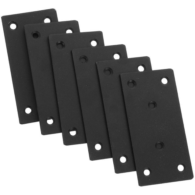 Black Straight Flat Bracket Metal Repair Plate For Wood Furniture Repair Support 6 Sets