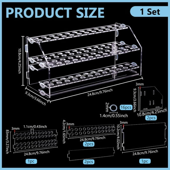 Acrylic Pen Holder Display 48-Slot Pen Holder Rack 2-Tier Clear Pencil Paint Brush Display Stand Makeup Brush Eyebrow Rack Organizer for Home Office Store School Desk Supplies