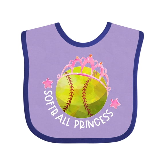 Inktastic Softball Princess- Tiara Girls Baby Bib