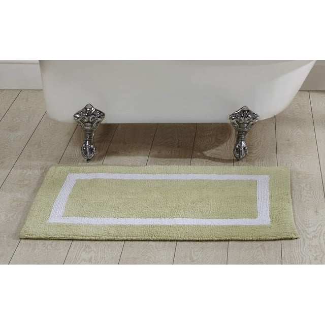 Better Trends - Alfombrillas De Baño 100 % Algodón, Color Salvia Y Blanco, Reversibles, Absorbentes Y Lavables A Máquina, Para Baño, Ducha Y Lavabo, 24.0 X 39.8 In