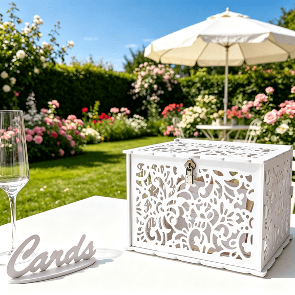 White Wedding Card Box with Lock, PVC Gift Card Box for Wedding Decorations for Reception, Money Gift Boxes for Party Reception Anniversary Bridal Baby Shower Decorations