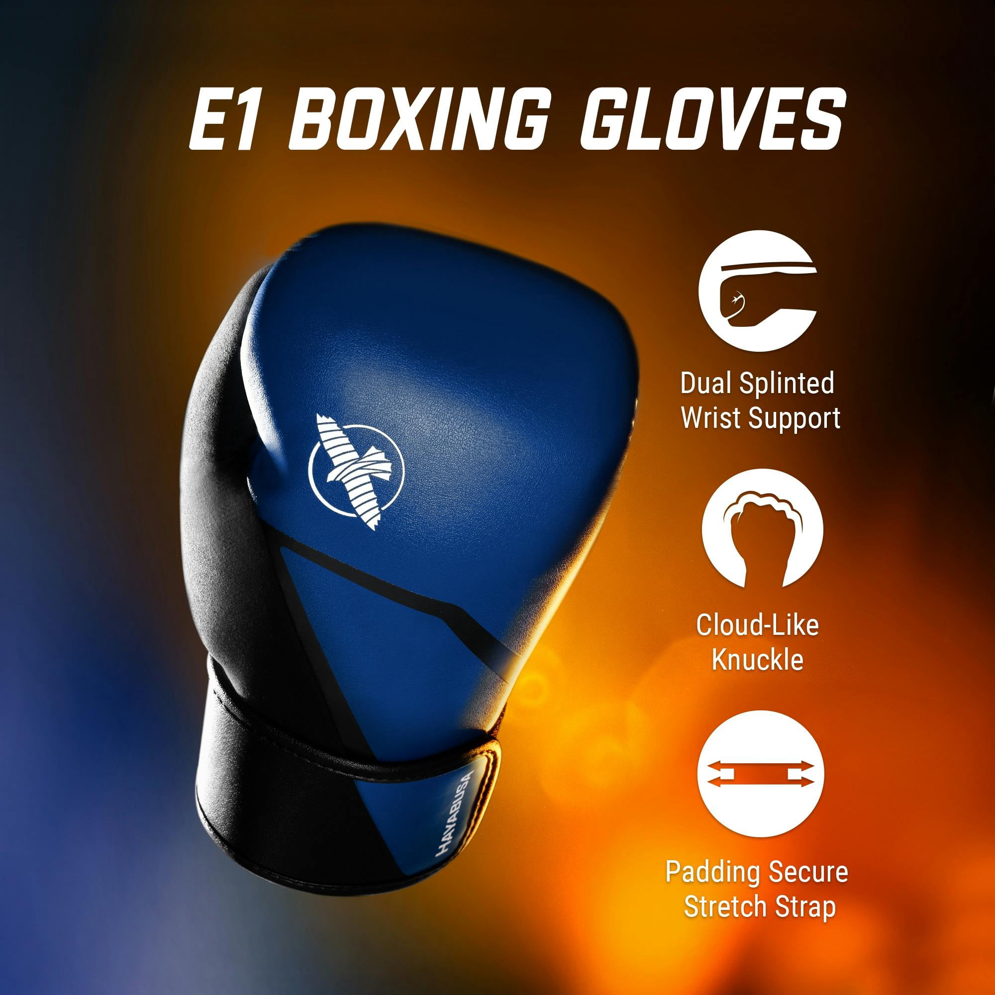 Hayabusa E1 Boxing Gloves for Men and Women - Blue/Black, 12oz