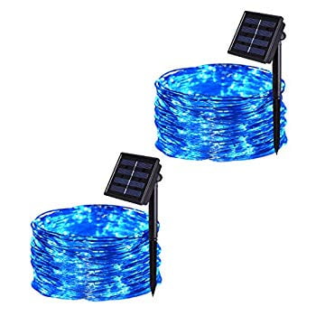 JMEXSUSS 200 LED 65.5ft 2 Pack 8 Modes Solar Powered Waterproof Blue 200LED