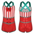 thumbnail image 6 of Aislor Kids Girls Candy Cane Costume Xmas Santa Cosplay Sleeveless Striped Sequins Leotard Size 6-16 A Red 8, 6 of 7