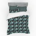 thumbnail image 2 of Ambesonne Abstract Bedding Set 3 Pcs, Dot Stripes Grunge Squares, Twin, Cadet Blue Dark Mauve, 2 of 3