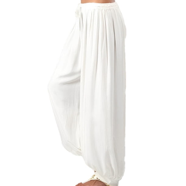 Qarigey Pantalones deportivos de pierna ancha para mujer, pantalones de chándal de baile para gimnasio, ropa de playa, pantalones de Prendas para la parte inferior del cuerpo Blanco XXL