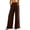 Brown, variant on Wide Leg Pants Woman Solid Color High Waisted Beach Pants Casual Vacation Loose Pants with Pockets XXL