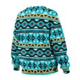 thumbnail image 5 of SCRAWLGOD American Tribal Blue Black Crewneck Fall Sweatshirts for Women Trendy Women's Long Sleeve Pullover Tops with Pockets Stylish for Daily Wear, Spots, Office, S, 5 of 7