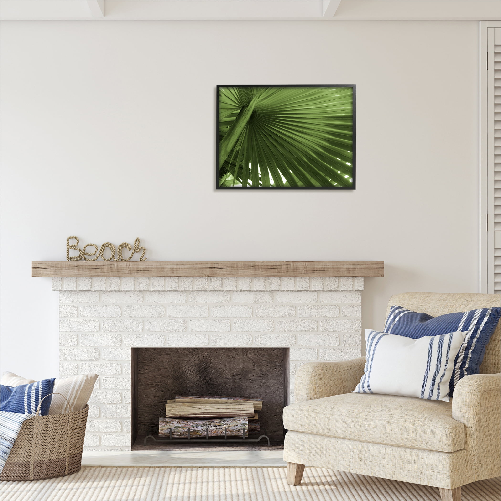 Stupell Industries Green Tropical Leaf Botanical & Floral Photography Black Framed Art Print Wall Art, 30 x 24