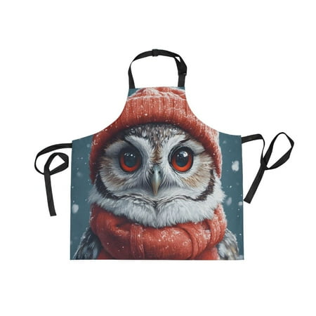 

JSTEL Christmas Owl Apron with 2 Pockets for Women Men Adjustable Garden Bib