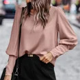 thumbnail image 3 of Cárdigan de una sola botonadura en la espalda para mujer, Tops elegantes, camiseta de manga de linterna de Color sólido, camisetas de viaje cómodas para mujer, nuevo, 3 of 5