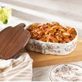 thumbnail image 2 of The Pioneer Woman Stoneware Pumpkin Baker with Acacia Wood Lid, Agatha Brown, 2 of 7