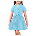 thumbnail image 2 of Conjunto de falda y top para niña, conjunto de dos piezas con falda plisada, top de manga corta y media falda para niño, ropa de abrigo y falda, ropa infantil, top de poliéster para niño, 2 of 6