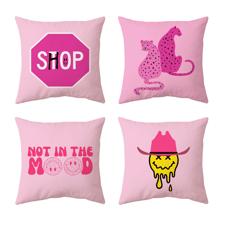 Pink Preppy Floral Throw Pillows, Pink Preppy Room Decor Couch