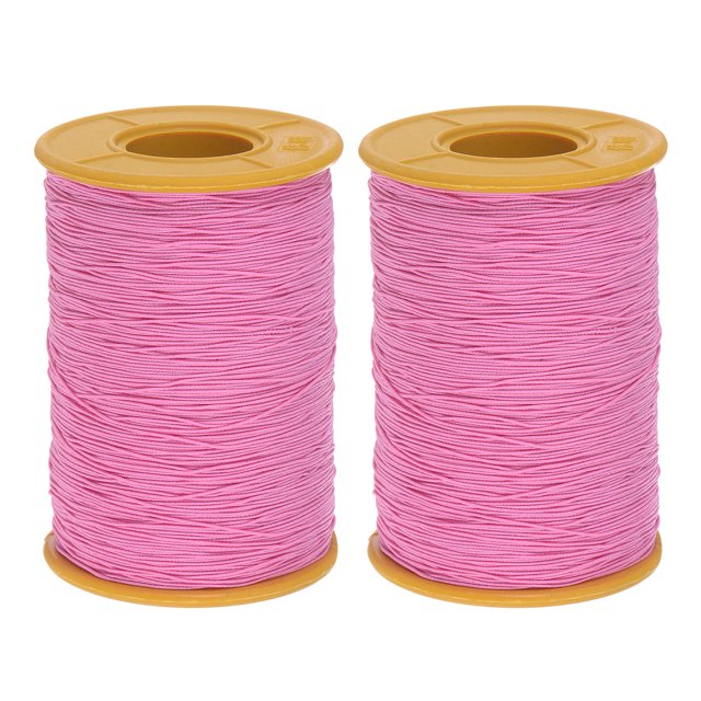 Hilo elástico Uxcell de 2 piezas 547 Yardas 0.5mm Grosor Hilo de látex para coser a mano, recogiendo, Rosa