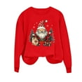 thumbnail image 5 of HOMBOM Womens Christmas Sweatshirts Red Crewneck Greflying Holiday Santa Merry Sweatshirt for Adult Fall, 5 of 6