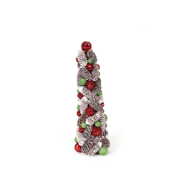 Melrose 1.5' Unlit Artificial Christmas Tree Topiary Candy Crush Frosted Pine Cone and Ball