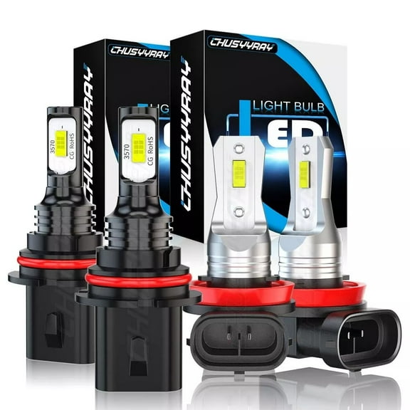 For Nissan Pathfinder 2005-2010 2011 2012 LED 9007 Headlight Hi-Lo Beam   H11 Fog Light Bulbs Kit White 4x