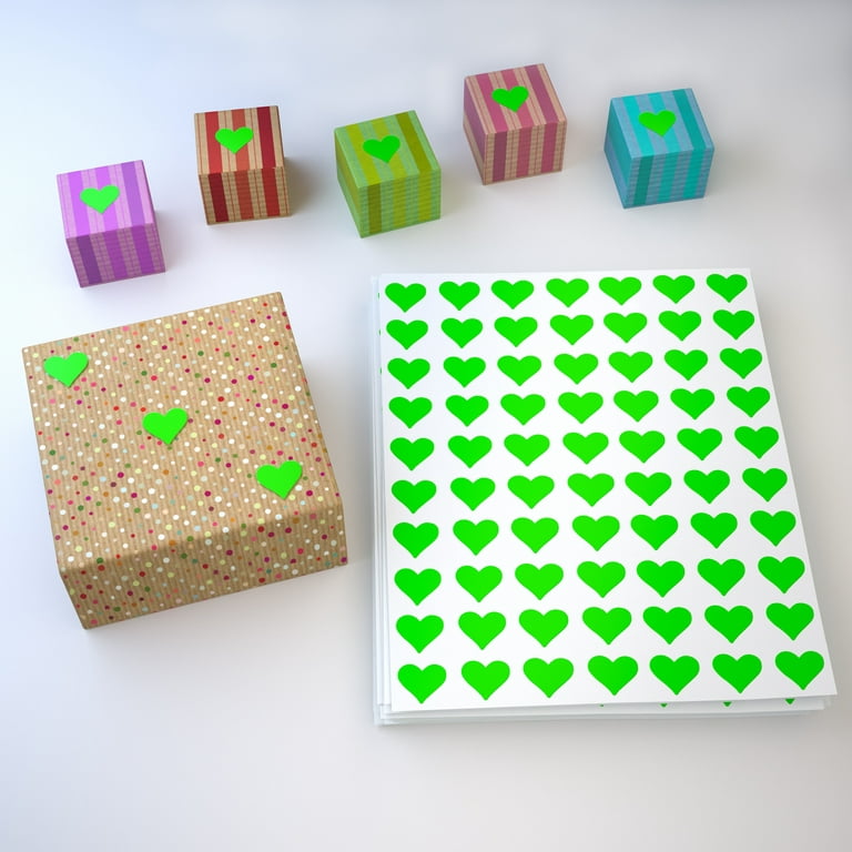 Royal Green Hearts Stickers for envelopes, Invitation Seals, Gift  Packaging, Boxes and Bags 13mm (1/2) in Neon Green - 1050 Pack 