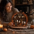 thumbnail image 5 of Halloween 2D Wooden Decoration, Ghost Pumpkin Cafe Tabletop Decor with Spooky Tavern Scene Design, Halloween Home Decor for Shelf Mantel Desk Display, Fall Decor and Seasonal Home Decorations, 5 of 5