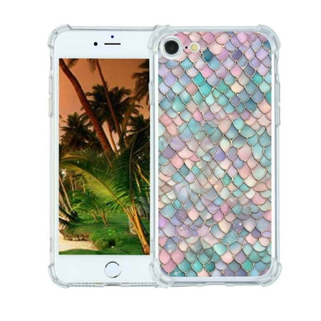 Pastel-mermaid-scales-5 Phone Case, Designed for iPhone 7 Case Soft TPU for girls boys gift,Shockproof Phone Cover