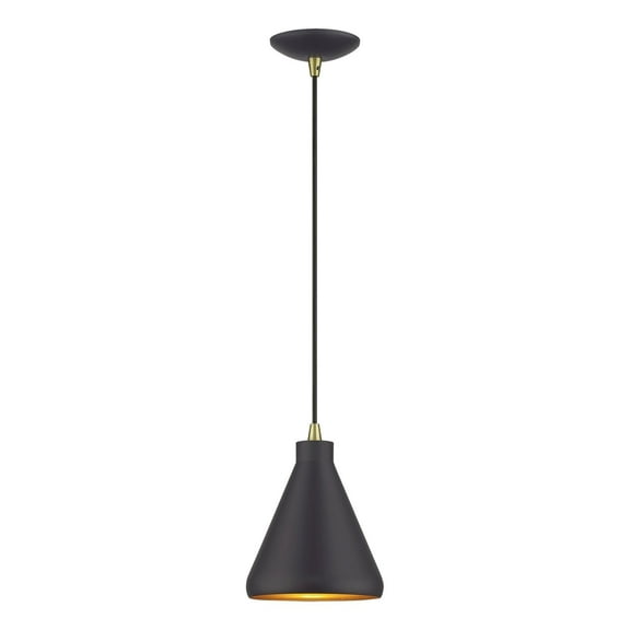 41177-07-Livex Lighting-Geneva - 1 Light Mini Pendant-15 Inches Tall and 7 Inches Wide-Bronze/Antique Brass Finish
