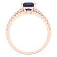 thumbnail image 4 of 3.36 ct Brilliant Princess Cut Blue Sapphire 18K Rose Gold Solitaire with Accents Engagement Bridal Wedding Ring Band Set size 8.5, 4 of 7