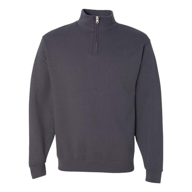Jerzees Mens NuBlend Quarter Zip Cadet Collar Sweatshirt, M, Charcoal Grey