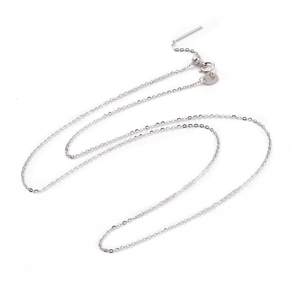 5 pc Anti-Tarnish Rhodium Plated 925 Sterling Silver Beadable Necklaces Cable Chains Necklace for Women Platinum 17.72 inch(45cm)