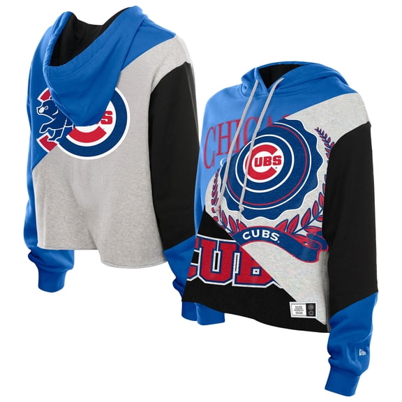 Women's New Era Chicago Cubs Upcycled Color Block Cropped Boxy Hoodie