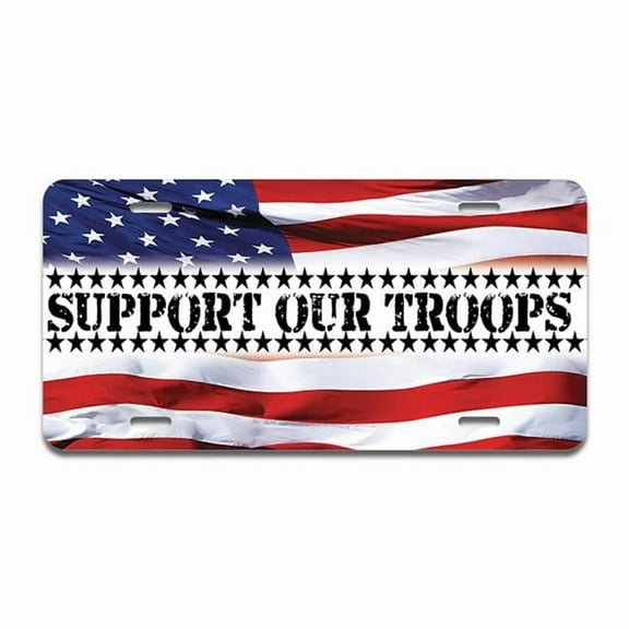 SignMission A-LP-03-561 Support Our Troops Flag Aluminum License Plate