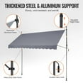 thumbnail image 4 of KFFKFF 138 x 47" Outdoor Retractable Awning, Manual Sunshade Canopy with Crank Handle, Height Adjustable 86 to 122 in, Ideal for Patio/Balcony/Yard, Dark Gray, 4 of 9