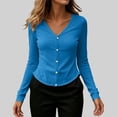 thumbnail image 5 of XuJwPNcy Long Sleeve Shirts for Women Button Down V Neck Fitted Tops Soft Comfy Sun Protection T-Shirts Summer Clothes, 5 of 7