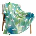 thumbnail image 6 of Fleece Blanket Easter Rabbit Silhouette Seamless Blankets, Soft Cozy Warm Flannel Throw Blanket, Blue Green Gradient Blanket for Bed Couch Sofa,40x50In, 6 of 9