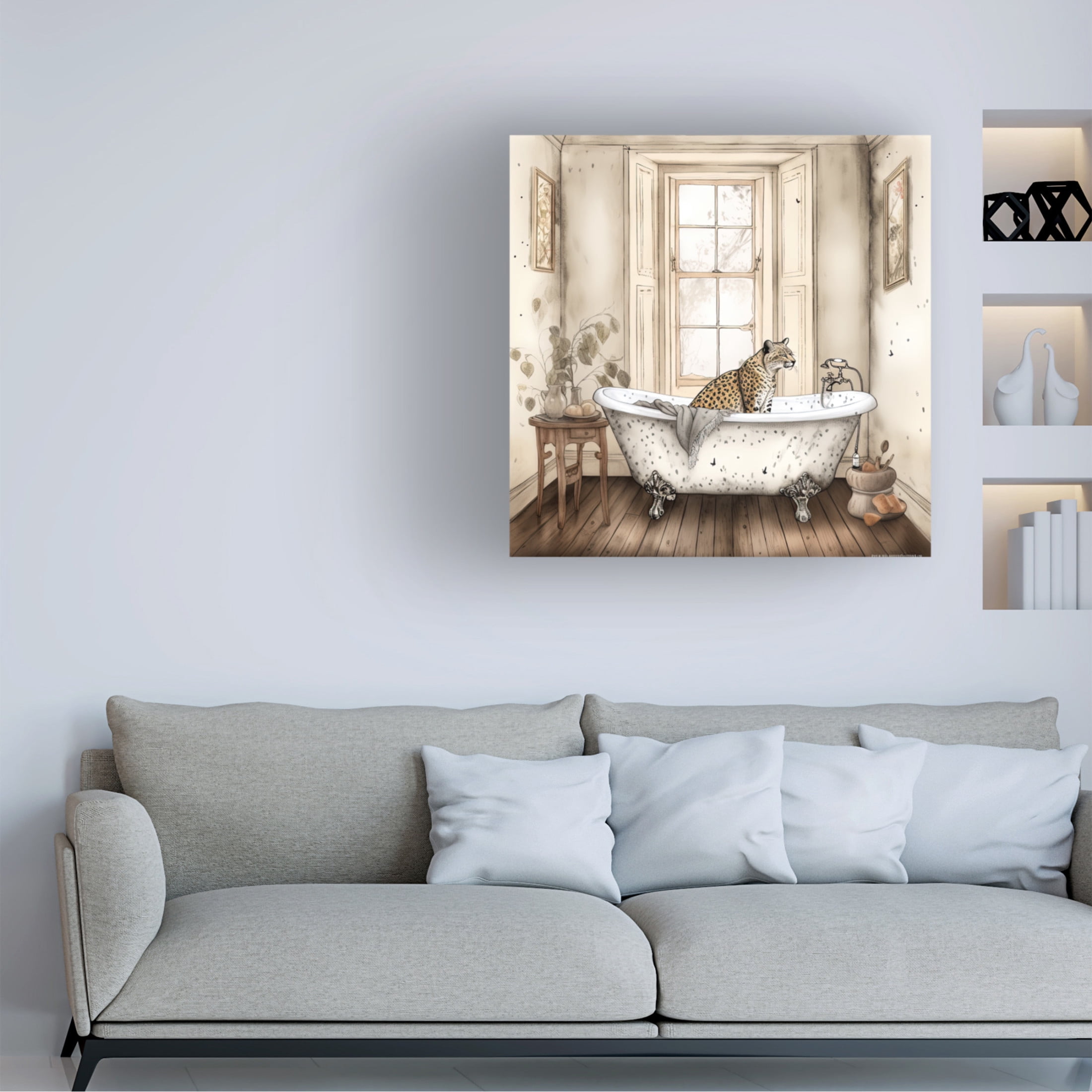 Canvas Wall Art - Sasha 'Bathtime 13' Wall Art for Living Room, Bedroom, or Office Décor by Trademark Fine Art - 18 x 18 Inches
