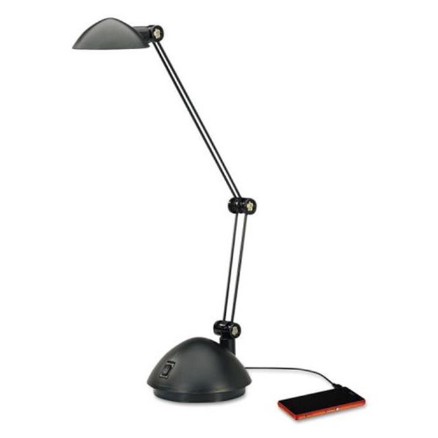 Alera LED912B 18.5 in. Twin-Arm Task LED Lamp with USB Port, Black