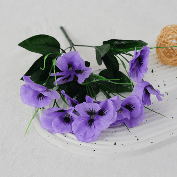 Xiao Hua 6 flores artificiales de pensamiento, flores falsas, flores artificiales para decoración de bodas