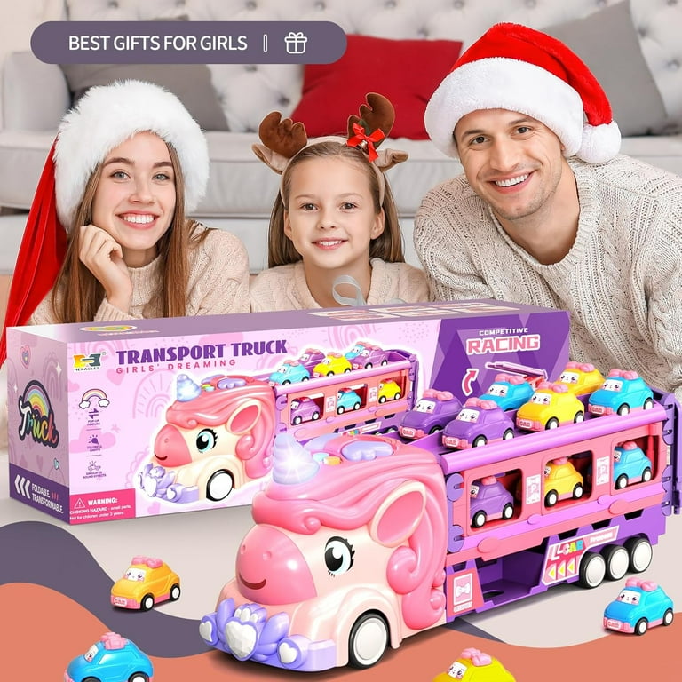 Toys for Year Old Girl Pink Truck,Princess Carrier Truck