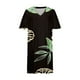 thumbnail image 3 of Vestido Corto de Verano Moda Grande Impresión de Manga Corta Cuello en V Bolsillo Mini Vestido para Casual Y Diario, 3 of 4