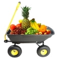 thumbnail image 4 of GDF Studio Poly Garden Dump Truck with Steel Frame, 10" Pneumatic Tires, Heavy Duty Folding Cart, Black, 4 of 17