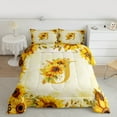thumbnail image 2 of jejeloiu Blossoming Sunflower Flowers Full Size Comforter Sets,Country Flower Print Bedding Comforter Set,First Letter J Bedding Sets For Girls,Super Cozy Room Decor Reversible,3pcs, 2 of 8