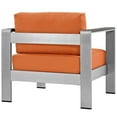 thumbnail image 3 of Modway Shore Outdoor Patio Aluminum Armchair in Silver Orange, 3 of 4
