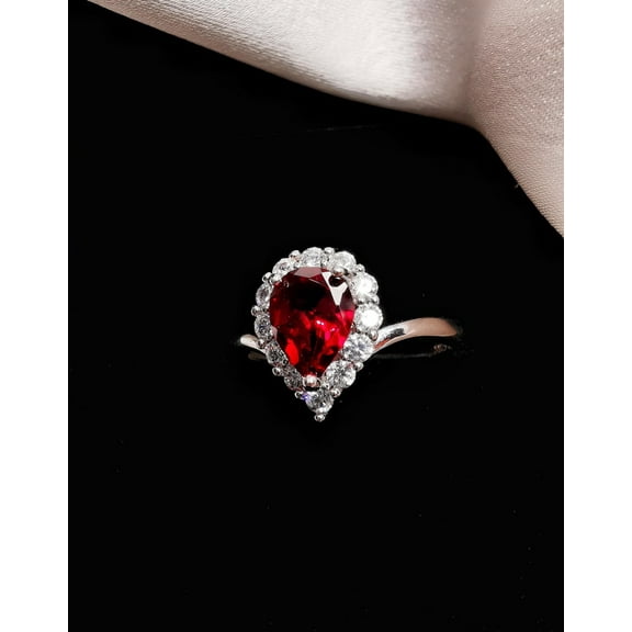 natural garnet ring 925 sterling silver solitaire engagement ring January birthstone red gemstone ring