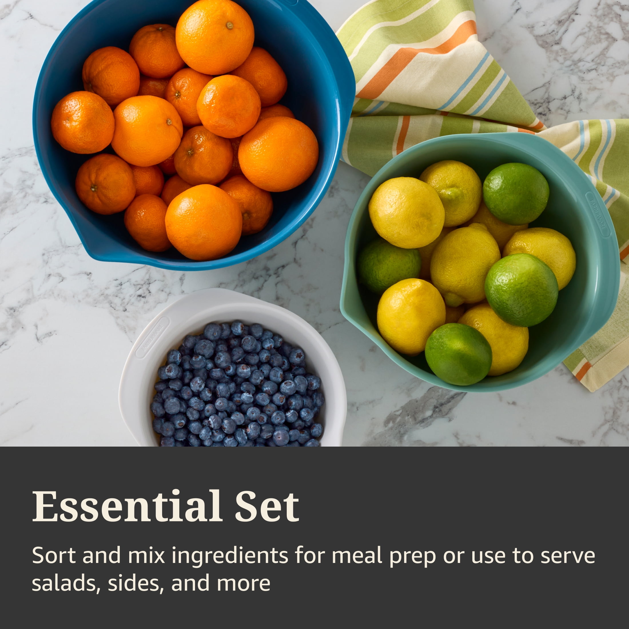 Farberware Professional Nesting Mixing Bowls with Non-Slip Base, Set of 3