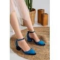 thumbnail image 4 of Marcelle - Zapatos de tacón de terciopelo azul verdoso turquesa 26 CM, 4 of 5
