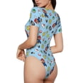 thumbnail image 3 of Lsque Mario Women's Crew Neck Short Sleeve Bodysuit Basic T Shirts Tops Onesie Adult Cute Pajama-Large, 3 of 8