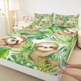 thumbnail image 3 of Homewish Cartoon Sloth Twin Sheet Sets 3pcs for Kids Children Teens,Jungle Animal Twin Fitted Sheet Microfiber,Green Tropical Leaves Breathable Flat Sheet,Breathable Home Decor, 3 of 7