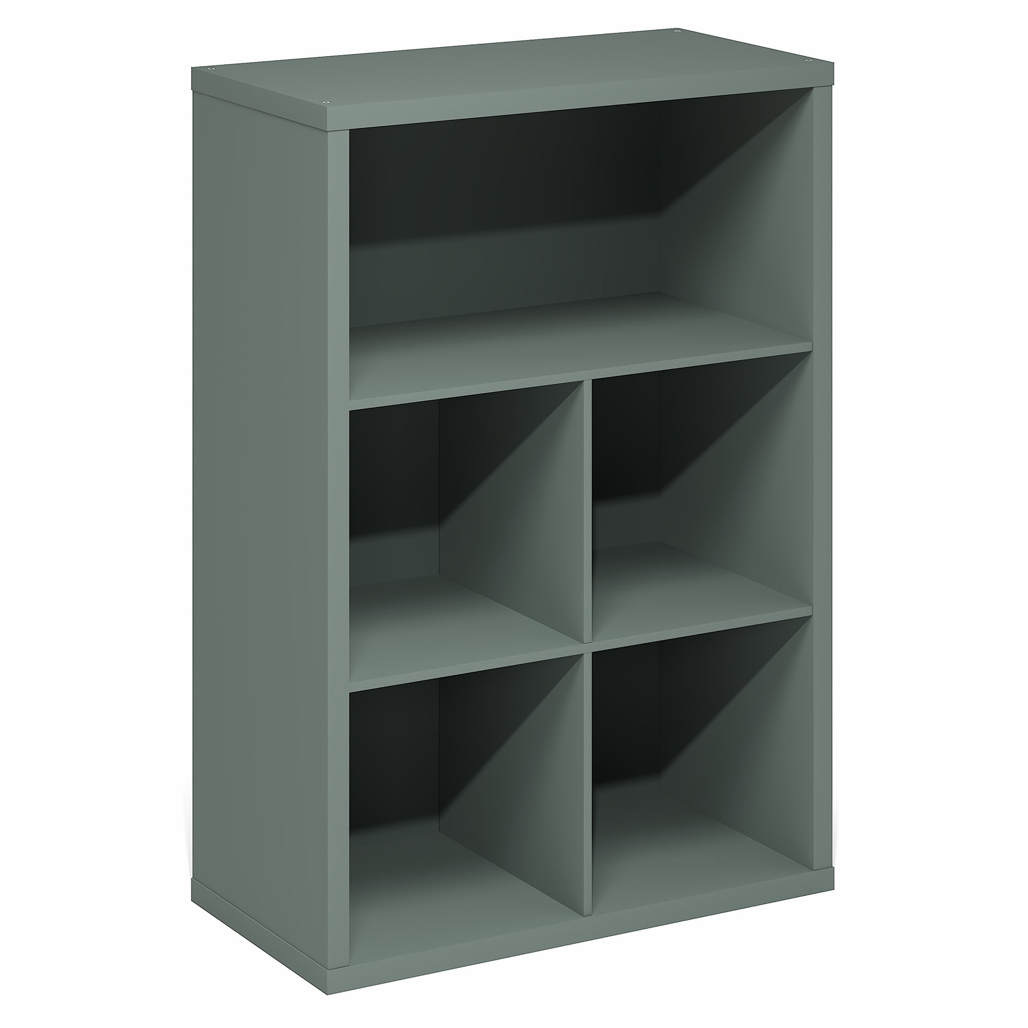Furinno CUBICLE Book Shelf, 5-Cube Thick Frame Bookshelf, Reversible Bookcase with Closed Back, 14.6" x 57.8" x 58", for Living Room, Bedroom, Home Office, Sage Green