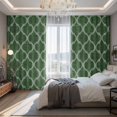 thumbnail image 2 of Dark Green Moroccan Blackout Curtains for Bedroom/Living Room, Pinch Pleated Black Out Curtains, Middle Century Quatrefoil Plaid Art Room Darkening Window Drapes with Hooks 2 Panels, 39"x70", 2 of 8