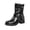 Black, variant on Ankle Boots for Women Round Toe Low Heel Womens Booties Buckle Straps Metal Studs O-Ring Detail Womens Shoes for Fall Winter